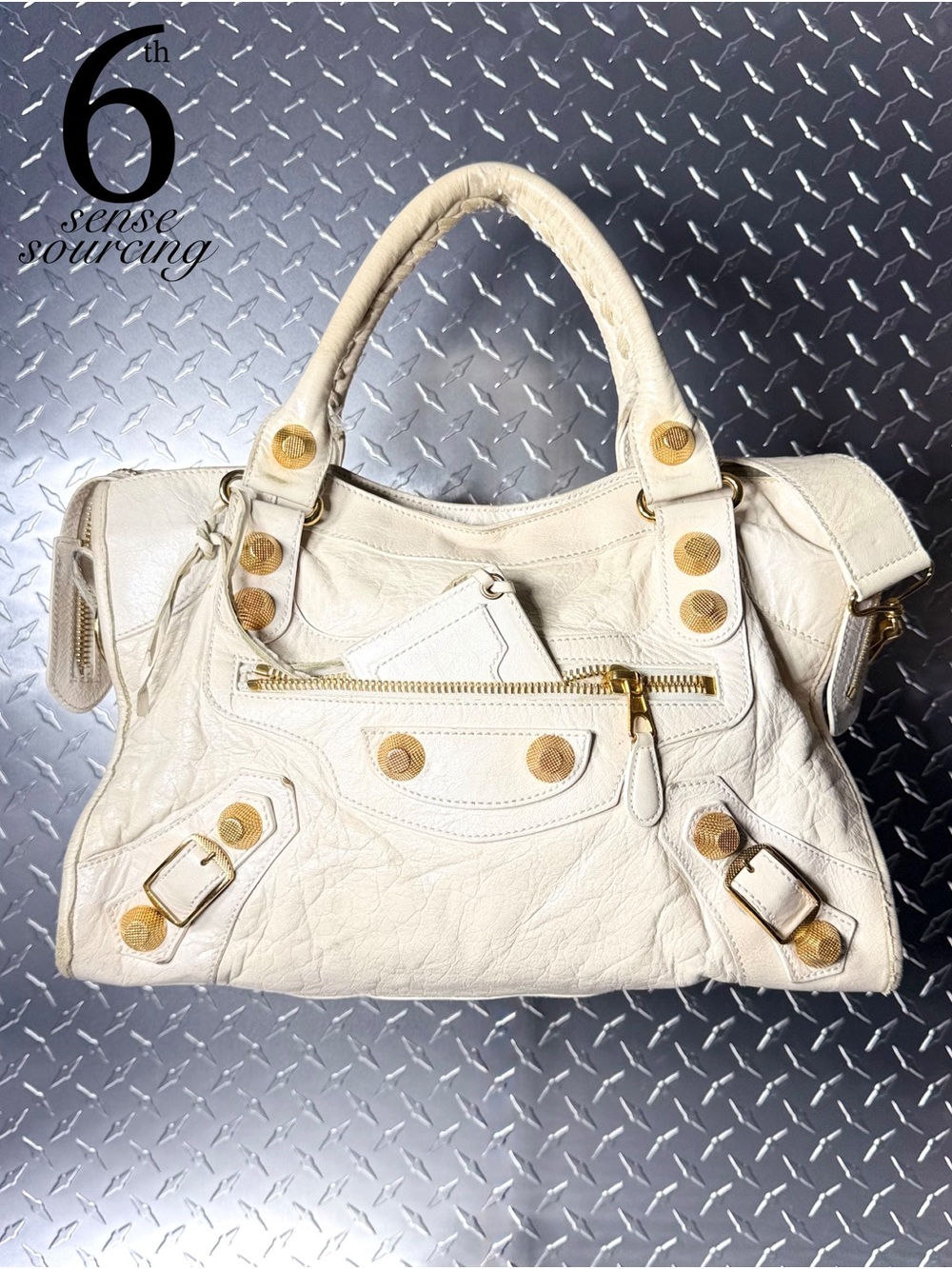 Balenciaga Vintage Moto Classic Medium Giant City Bag in Ivory GHW